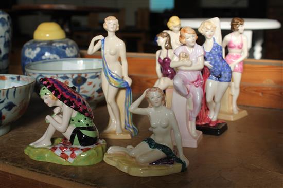 8 Royal Doulton seated bathing beauties